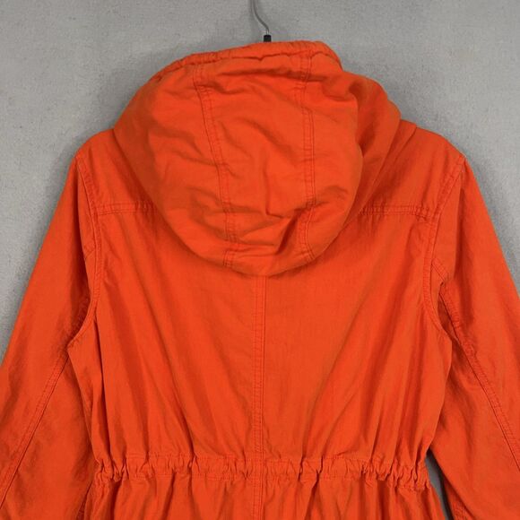 Old Navy Jacket Womens Large Orange Hooded Anorak Parka Utility Drawstring Waist - Picture 8 of 13